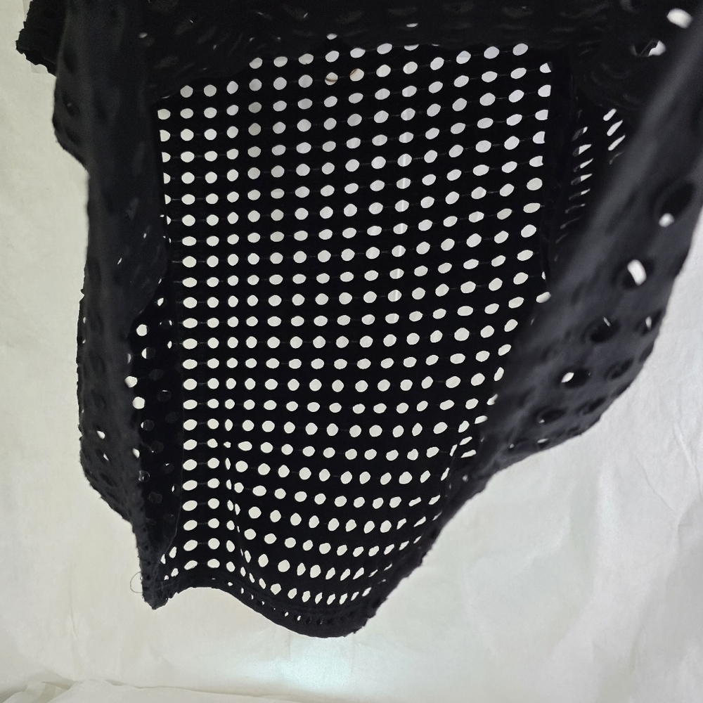 INC Macys Black Open Knot Eyelet Short Sleeve Shirt Cover Up So Soft Size 1X EUC - Picture 11 of 11